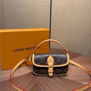 Louis Vuitton Brown Monogram Crossbody Bag with Natural Trim
